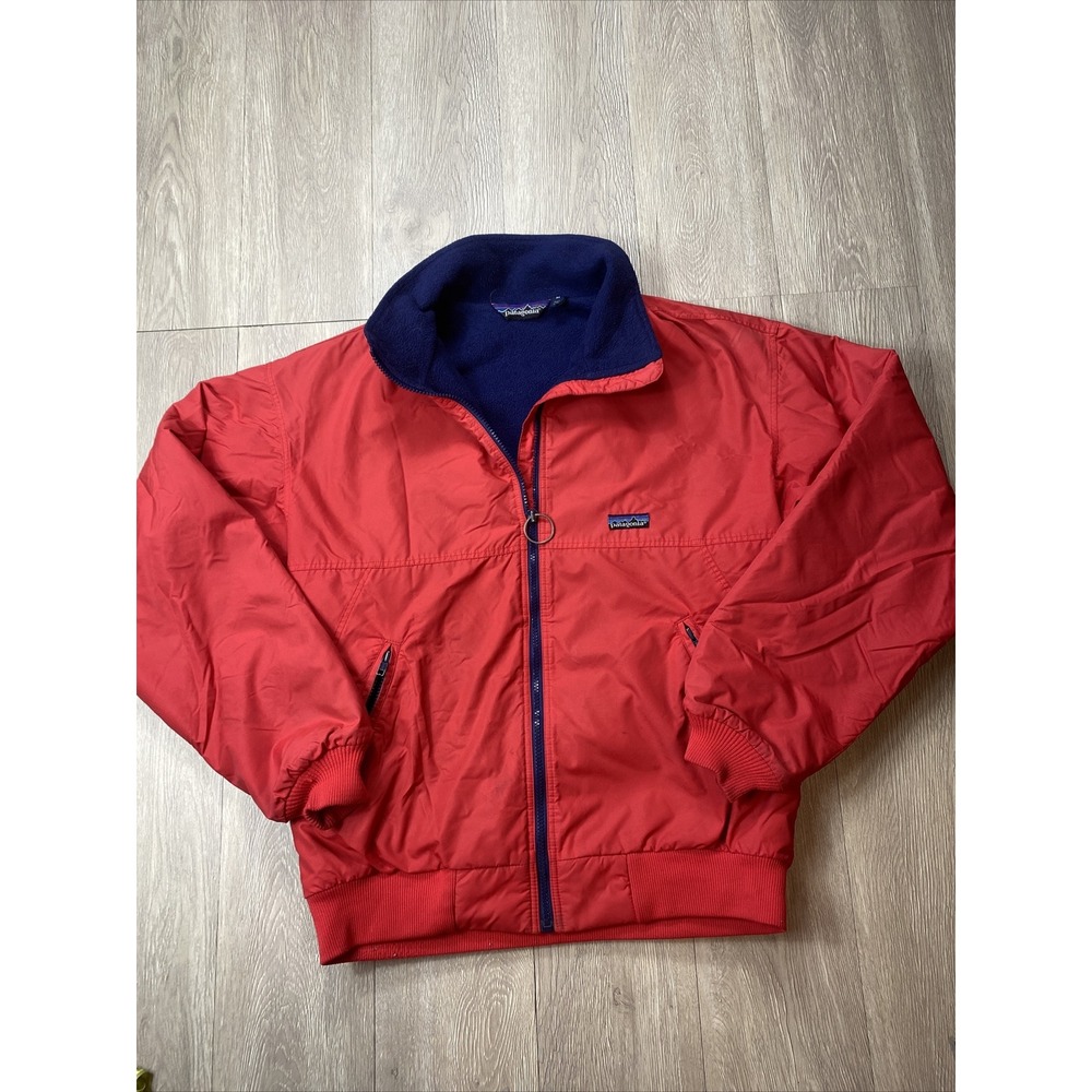 Vintage 1980's Patagonia Bomber Jacket Made‎ USA Puffer Red Full Zip Medium M